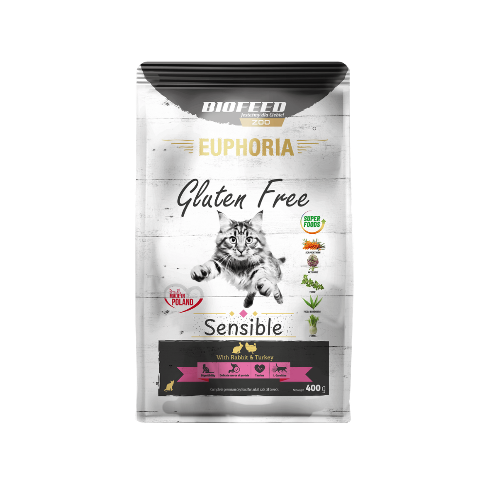 Karma dla kotów EUPHORIA Gluten Free Cat SENSIBLE Indyk & Królik 0,4 kg