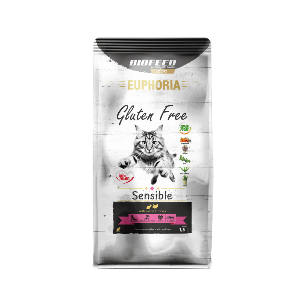 Karma dla kotów EUPHORIA Gluten Free Cat SENSIBLE Indyk & Królik 1,5 kg
