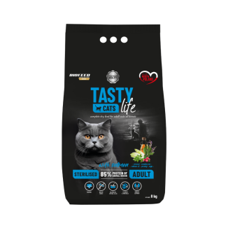 Karma dla kotów Tasty Cats Life STERILISED z łososiem 8 kg