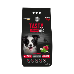 Karma dla szczeniąt Tasty Dogs Life z wołowiną 12 kg (średnie i duże rasy)