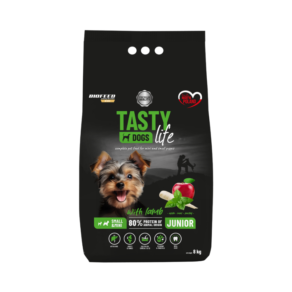 Karma dla szczeniąt Tasty Dogs Life z jagnięciną 8 kg (mini i małe rasy)