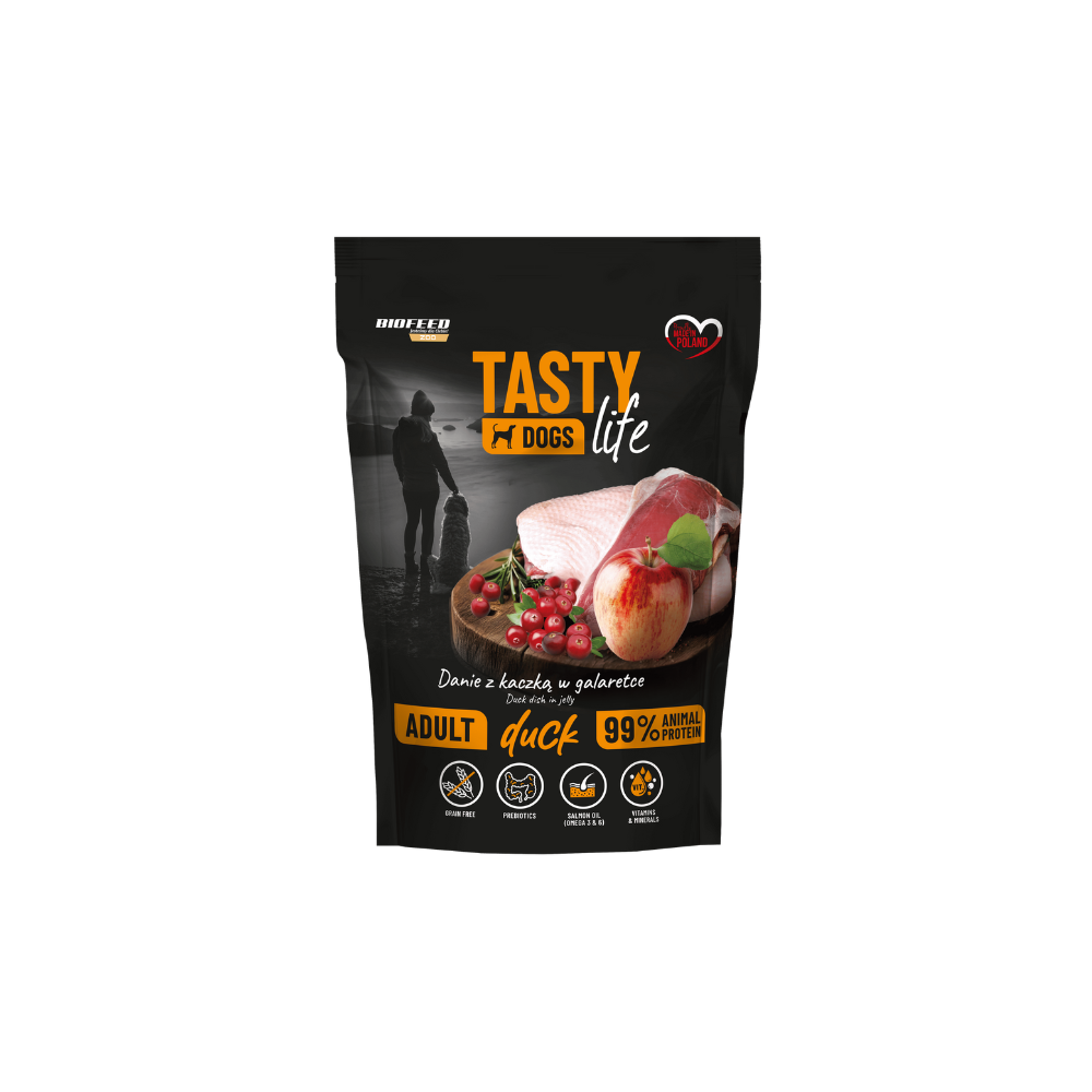 Mokra karma dla psów Tasty Dogs Life KACZKA 90% - danie w galaretce (saszetka) 150 g