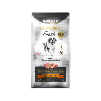 Karma dla psów EUPHORIA Fresh z wieprzowiną i gęsią (średnie i duże rasy) 2 kg