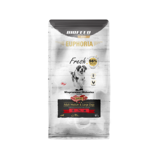 Karma dla psów EUPHORIA Fresh z wieprzowiną i wołowiną (średnie i duże rasy) 12 kg