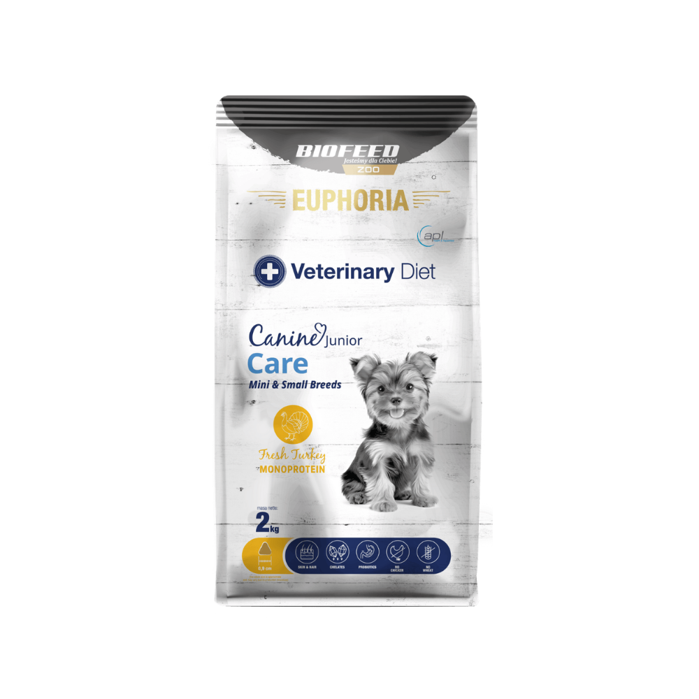 Karma dla szczeniąt EUPHORIA Veterinary Diet Canine JUNIOR CARE Indyk Monoprotein (mini i małe rasy) 2 kg