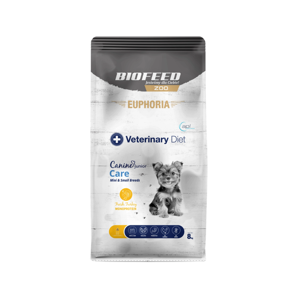 Karma dla szczeniąt EUPHORIA Veterinary Diet Canine JUNIOR CARE Indyk Monoprotein (mini i małe rasy) 8 kg