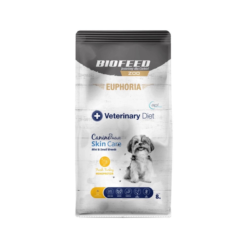 Karma dla psów EUPHORIA Veterinary Diet Canine SKIN CARE Indyk Monoprotein (mini i małe rasy) 8 kg