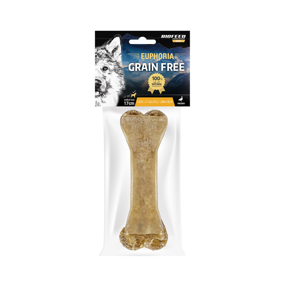 Kość dla psa z kaczką i jabłkiem 17 cm