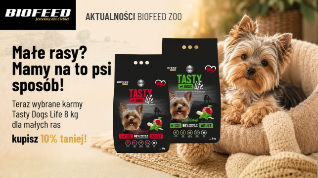 Tasty Dogs Life 8 kg dla małych ras teraz 10% taniej
